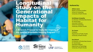 Longitudinal Study on the Generational Impacts of Habitat for Humanity: A  Research Proposal