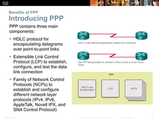 Presentation_ID 26© 2008 Cisco Systems, Inc. All rights reserved. Cisco Confidential
Benefits of PPP
Introducing PPP
PPP c...