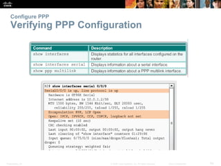 Presentation_ID 50© 2008 Cisco Systems, Inc. All rights reserved. Cisco Confidential
Configure PPP
Verifying PPP Configura...