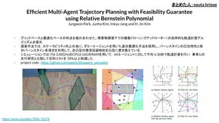 Efﬁcient Multi-Agent Trajectory Planning with Feasibility Guarantee
using Relative Bernstein Polynomial
Jungwon Park, Junh...