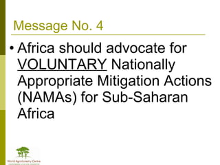 Africa in Post 2012 Climate Change Negotiations: Some Policy Perspectives