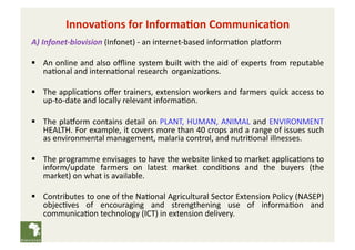 Innova(ons for Informa(on Communica(on 
A) Infonet‐biovision (Infonet) ‐ an internet‐based informa;on plaeorm 

  An onli...