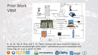 Prior Work
VBM
D. Xu, M. Tan, X. Zhao, and Z. Tu, “Seam tracking and visual control for robotic arc
welding based on structured light stereo vision,” International Journal of Automation and
Computing, vol. 1, no. 1, pp.63–75, 2004.
11
 