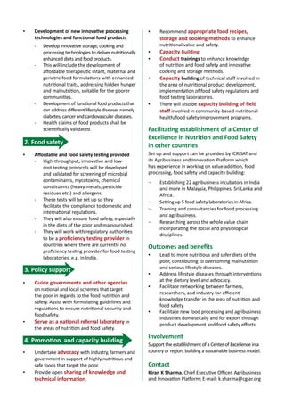 BIGIDEAS4 Grain legumes –
breeds for the future
Sciencewithahumanface
▪▪ 600 million of the world’s most vulnerable people depend on legumes for food
and fodder
▪▪ 200 million hectares of grain legumes are grown globally
▪▪ US$24 billion in market value at the farm gate per annum in the developing countries
Grain legumes are protein rich foods that balance cereal-based diets and are the
least resource demanding option to improve the nutrition of poor people.
Grain legumes supply up to 60% of daily protein intake for the poor in parts of sub-
Saharan Africa, and 13% for hundreds of millions of poor in South Asia.
Farmers both consume and sell grain legumes, benefiting from food and income gains.
Grain legumes can take their nitrogen from the air in place of fertilizer, contributing
enormously to sustainable intensification and raising food production.
With grain legumes’ large production and market, we are aiming for an integrated
approach to research for development (R4D) to ensure that current and future
generations of smallholder farmers and poor consumers will benefit.
We need to invest heavily in basic and strategic research, and involve innovative
research to chart new areas to enhance the genetic gain from crop improvement.
January 2014
About ICRISAT: www.icrisat.org
ICRISAT’s scientific information: http://EXPLOREit.icrisat.org
 