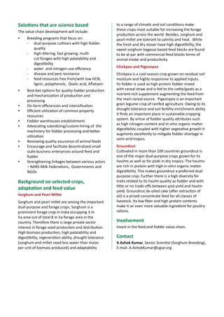 BIGIDEAS9 Travelling Village Knowledge Fairs –
for upscaling proven technologies
Sciencewithahumanface
We have over 40 years of scientific solutions developed and tested with farmers,
national systems and agribusinesses.
We want to make a quantum leap in impact on moving people out of poverty by
significantly upscaling these solutions.
To do this we can create traveling knowledge fairs
aimed at producers and consumers
traveling to villages annually
based on farmer to farmer and business to business knowledge sharing.
January 2014
About ICRISAT: www.icrisat.org
ICRISAT’s scientific information: http://EXPLOREit.icrisat.org
 