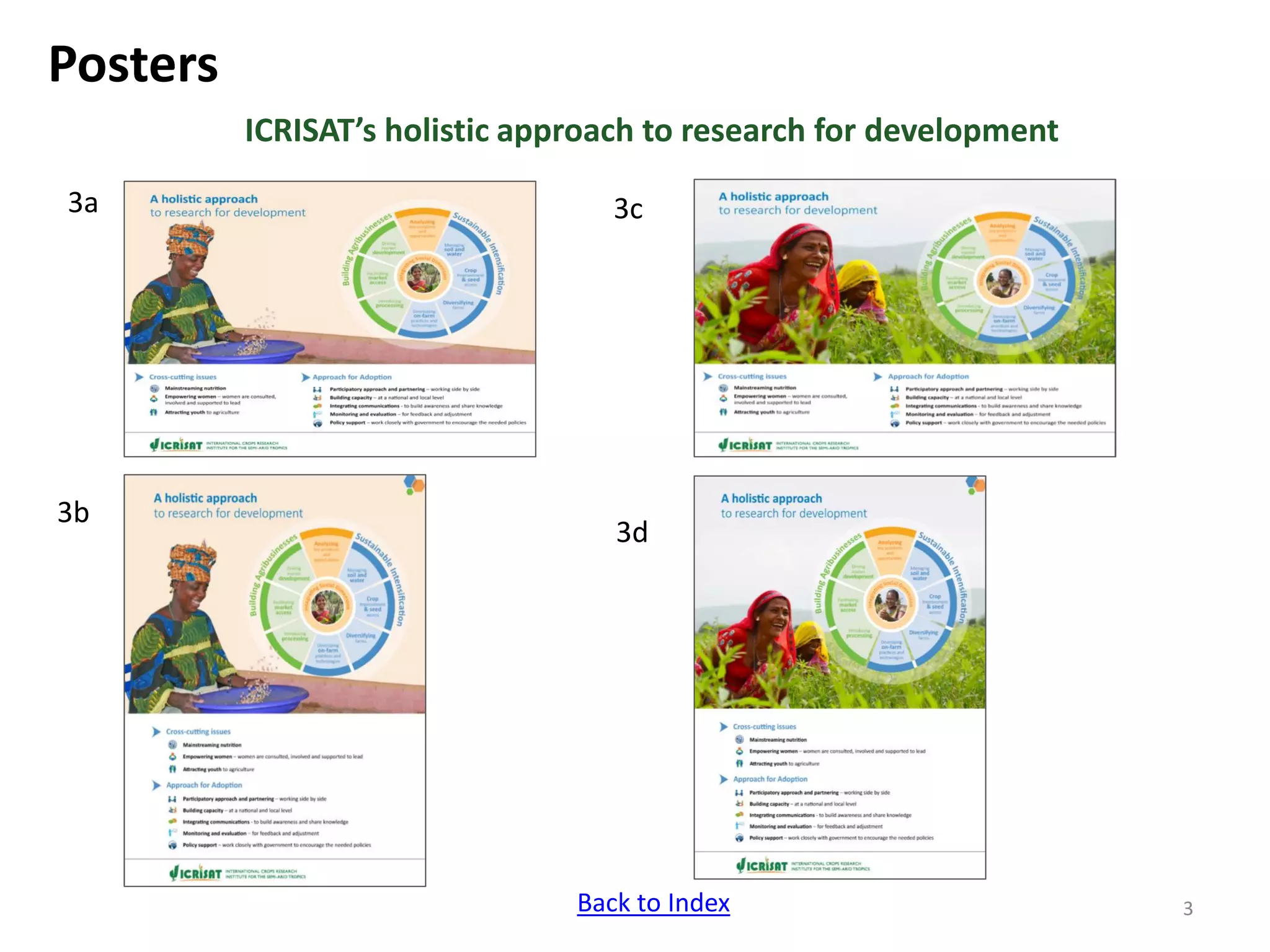 Posters
ICRISAT’s holistic approach to research for development
3a
3b
3Back to Index
3d
3c
 