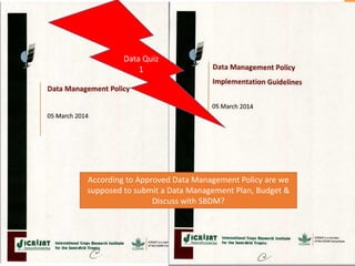 ICRISAT Global Planning Meeting 2019: Research Data Management by Abhishek Rathore