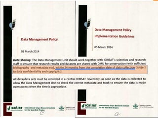 ICRISAT Global Planning Meeting 2019: Research Data Management by Abhishek Rathore