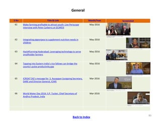 ICRISAT Communication Resources Catalogue : Videos updated in April 2020