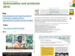 Science-led multi-stakeholder engagementsfor scaling-up climate smart agriculture in SAT India : A Unified Framework for Scaling up CSA under Drylands