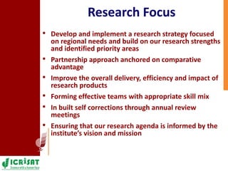 ICRISAT Eastern and Southern Africa – Team, Research and Relevance