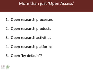 Open access repositories: Sharing research to the global community