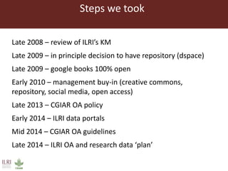Open access repositories: Sharing research to the global community