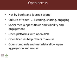 Open access repositories: Sharing research to the global community