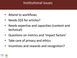 Open access repositories: Sharing research to the global community
