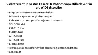 Radiotherapy in Gastric Cancer: Relevance in the Era of D2 Dissection ...