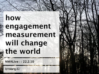 how
engagement
measurement
will change
the world
NMALive : : 22.2.10
 
