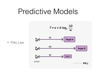 Predictive Models
• Fitts Law
 