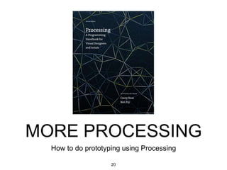 Modifying Constructor
Car(color tempC, float tempXpos, float
{
tempYpos, float tempXspeed)
!
c= tempC; !
xpos
ypos
= tempXpos;
= tempYpos;
!
!
xspeed = tempXspeed; !
}!
!
20
 