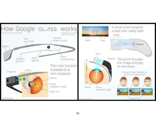 Research Problems
• Hardware
• Power, networking, display
• User Interaction
• User input, speech, gesture, gaze, etc
• Novel interaction methods
• Social Acceptance
• Privacy, social factors
• Novel Applications
• Collaboration
• Intelligent assistance
51
 