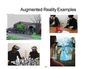 Research Problems
• Low level hardware/software
• Head mounted displays
• Tracking systems
• User Interaction
• Gesture based interaction
• Multimodal input (speech, gesture)
• Novel Applications
• Face to face collaboration
• Authoring tools
57
 