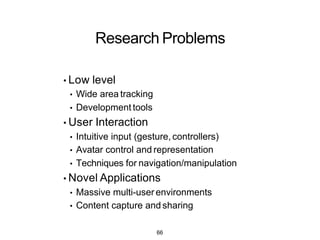 EarlyExamples
• Interaction without devices:
• BodySpace [Strachan 2007]: Functions to body position
• Abracadabra [Harrison 2007]: Magnets on finger tips
• GesturePad [Rekimoto 2001]: Capacitive sensing in clothing
• Palm-based Interaction
• Haptic Hand [Kohli 2005]: Using non-dominant hand in VR
• Sixth Sense [Mistry 2009]: Projection on hand
• Brainy Hand [Tamaki 2009]: Head worn projector/camera
66
 