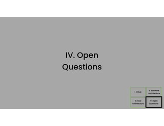 +
IV. Open
Questions
 