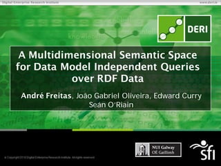 Digital Enterprise Research Institute                                          www.deri.ie




             A Multidimensional Semantic Space
            for Data Model Independent Queries
                       over RDF Data
                 André Freitas, João Gabriel Oliveira, Edward Curry
                                   Seán O’Riain




 Copyright 2009 Digital Enterprise Research Institute. All rights reserved.
 