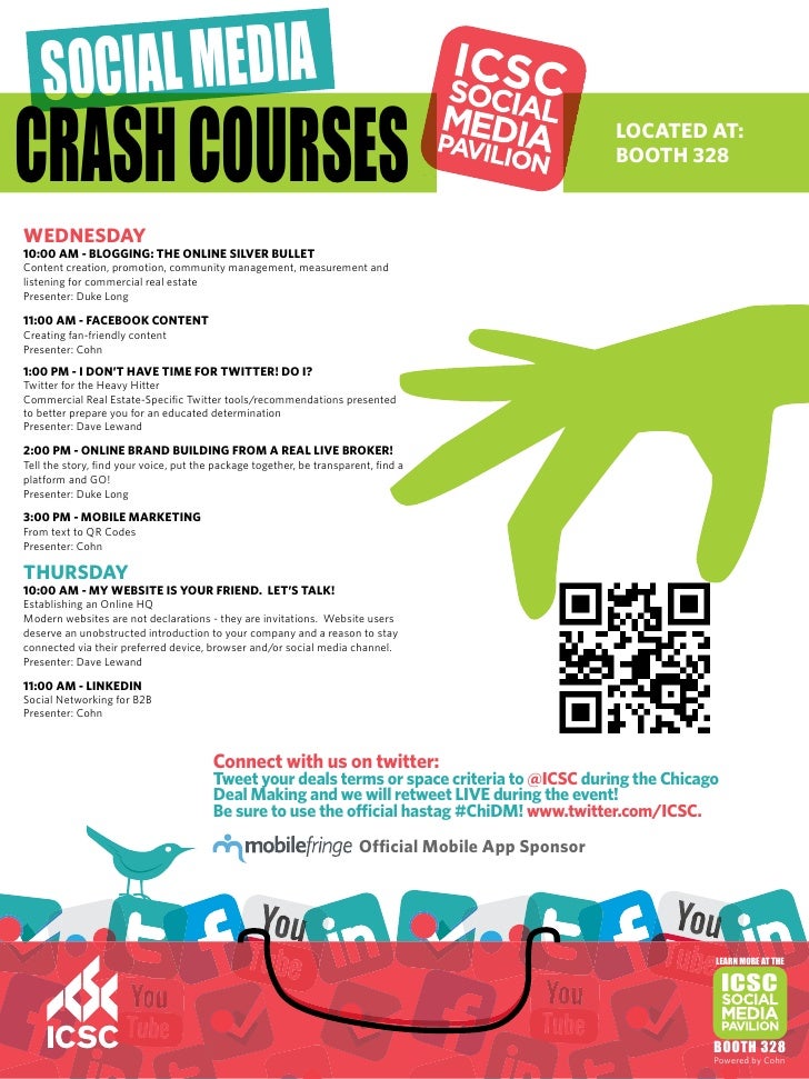 icsc chicago 2011 social media courses flyer to stay connected via social media