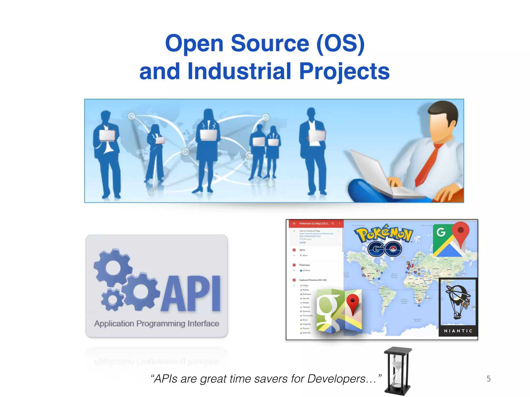 Open Source (OS)
and Industrial Projects
5“APIs are great time savers for Developers…”
 