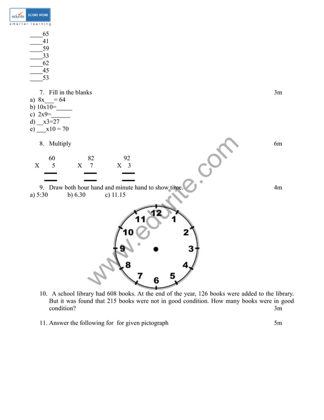 Class 2 Icse Maths Sample Paper Model 2 Pdf
