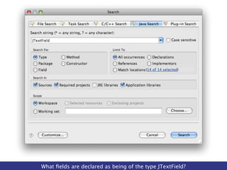 What ﬁelds are declared as being of the type JTextField?
 