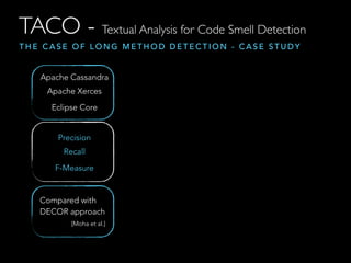 Textual Analysis for Code Smell Detection | PDF