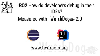 RQ2 How do developers debug in their
IDEs?
Measured with 2.0
www.testroots.org
 