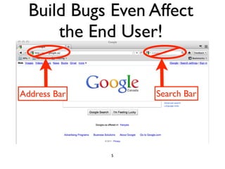 Build Bugs Even Affect
      the End User!


Address Bar        Search Bar




              5
 