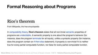Marcel Böhme, Max Planck Institute for Security and Privacy & Monash University · ICSE’22 · Statistical Reasoning about Programs
Formal Reasoning about Programs
 