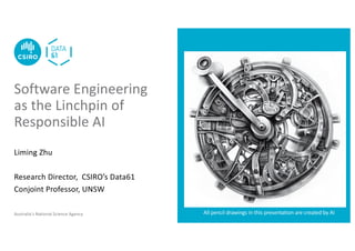 Australia’s National Science Agency
Liming Zhu
Research Director, CSIRO’s Data61
Conjoint Professor, UNSW
Software Engineering
as the Linchpin of
Responsible AI
All pencil drawings in this presentation are created by AI
 