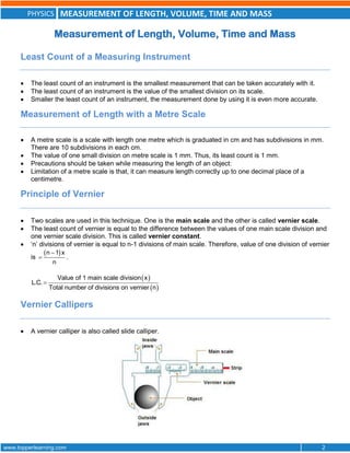 ICSE Class IX Physics Measurement of Length Volume Time and Mass ...