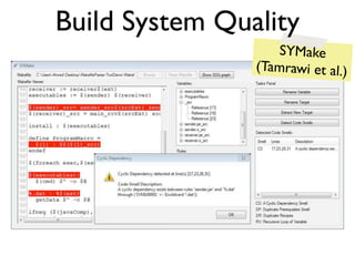 Build System Quality
                    SYMake
                (Tamrawi et al.)
 