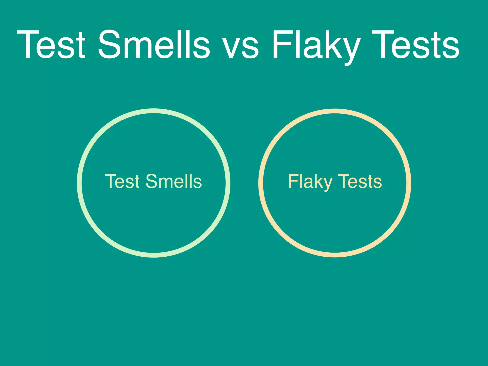 Test Smells vs Flaky Tests
Test Smells Flaky Tests
 