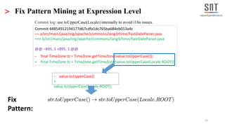23
> Fix Pattern Mining at Expression Level
Commit 44854912194177d67cdfa1dc765ba684eb013a4c
--- a/src/main/java/org/apache...