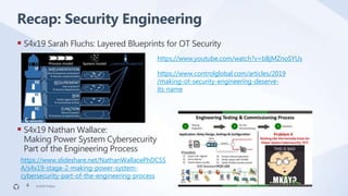 ©2019 FireEye©2019 FireEye
 S4x19 Sarah Fluchs: Layered Blueprints for OT Security
 S4x19 Nathan Wallace:
Making Power S...