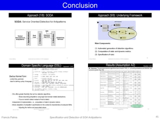 Francis Palma Specification and Detection of SOA Antipatterns
Conclusion
45
 