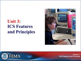 Visual 3.1
ICS Features and Principles
Unit 3:
ICS Features
and Principles
 