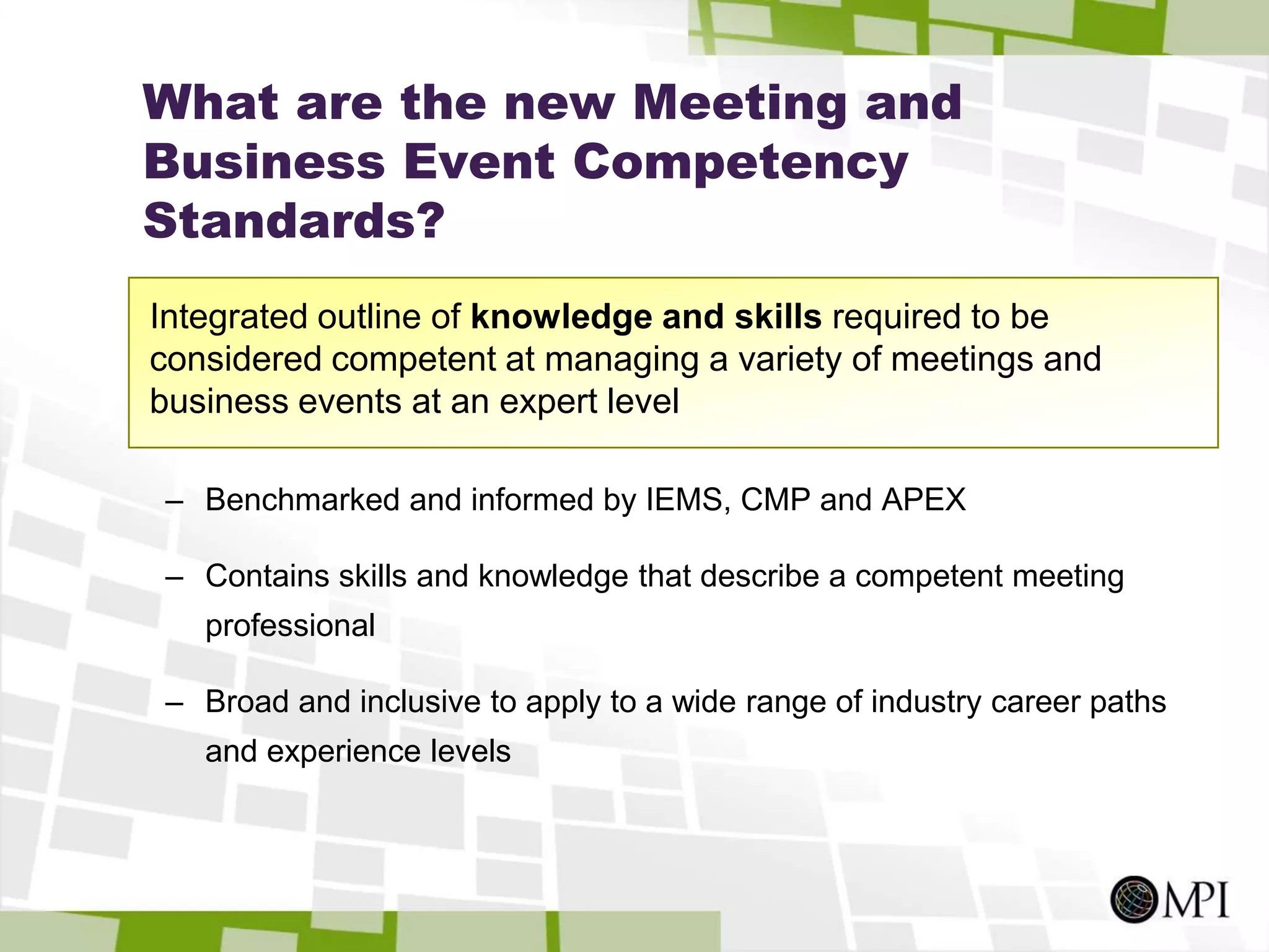 Task Force ParticipantsMANAGEMENT LIAISONVicki Hawarden, CMPMANAGEMENT PARTICIPANTSDidier ScailletJoyce Dogniez, CMMDr. Graydon DawsonBrooke DillierCTHRC PARTNERSPhilip MondorVal NicholsBrent Moore, CMP, CMMEva SchausbergerAmanda Cecil, PhD, CMP│ChairTerri Breining, CMP, CMMBetsy Bondurant, CMP, CMMMary Davar, MBA, CMP, CMMBarbara Cummins, CMP, CMMMichael Goldsmith, CMPEli Gorin, CMPTyra Hilliard, Phd, JD, CMPTeresa John, MBACarol Krugman, MEd, CMP, CMMJessica SchanbaumJanet Sperstad, CMPPeta Helen Thomas, CMP, MBACara Tracy, CMP, CMMAlexandra WagnerChrissy Ward, CAE