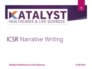 12-26-2016
Katalyst Healthcares & Life Sciences
1
ICSR Narrative Writing
 