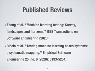 Testing Machine Learning-enabled Systems: A Personal Perspective | PDF