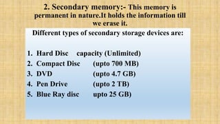 COMPUTER AND ITS APPLICATION: PROCESS OF MEMORY | PPTX