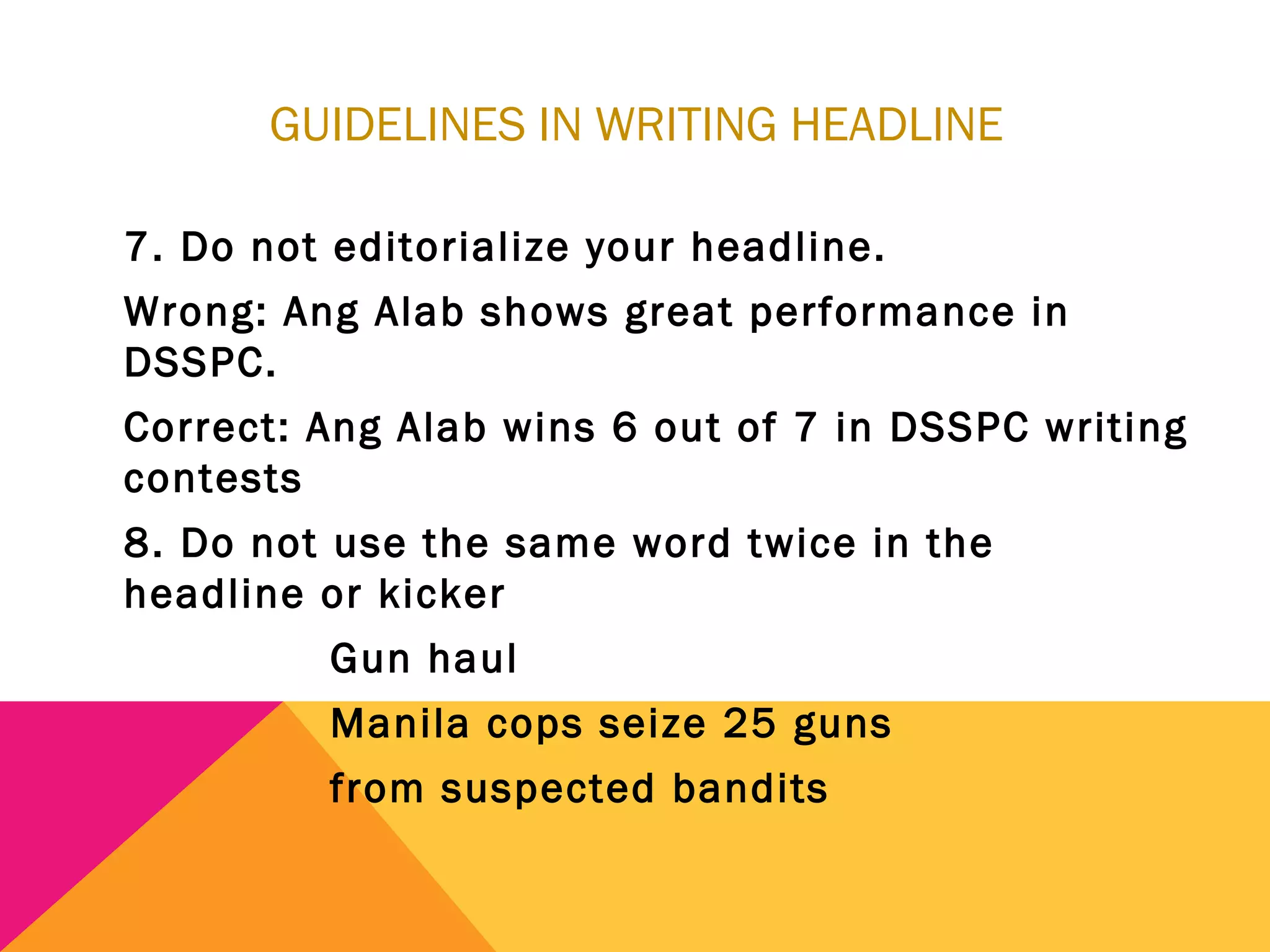 copy reading and headline writing | PPT | Desktop Publishing | Computer ...
