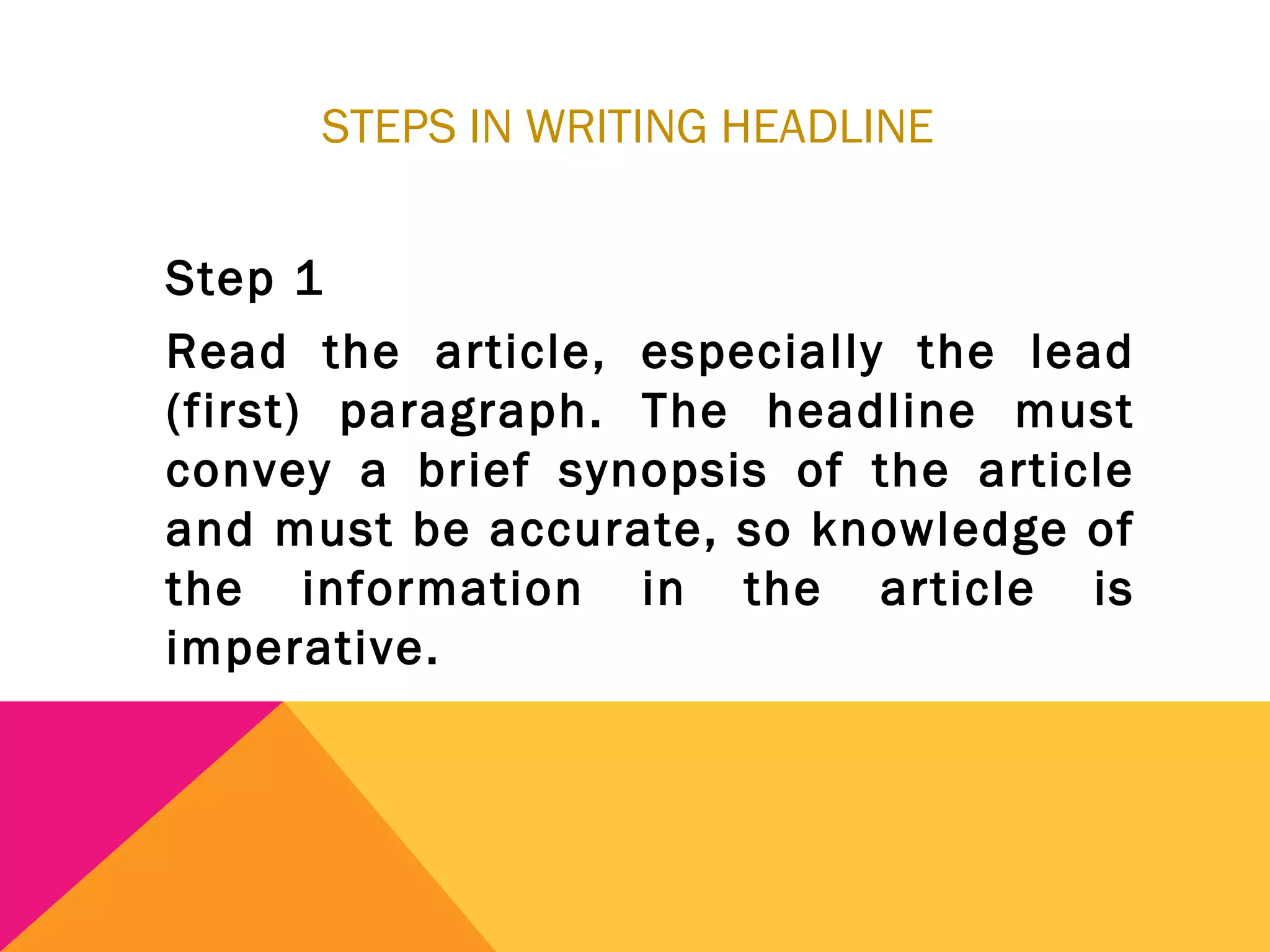 copy reading and headline writing | PPT | Desktop Publishing | Computer ...